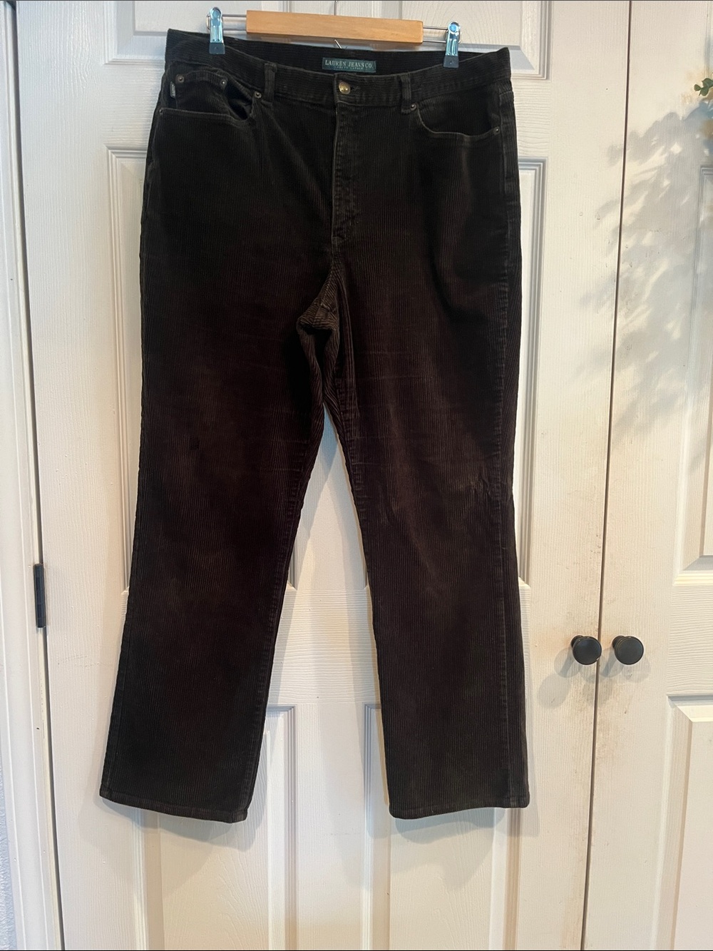 Lauren Ralph Lauren Dark Green Corduroy Straight-Leg Pants